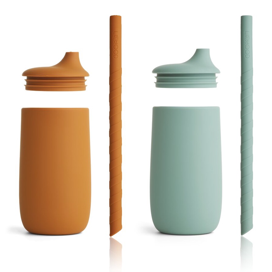 Liewood Dylan Cup 2 Pack - Sippy Cup SIlicone With Straw 2 Pack  Lightweight Sippy Gelas Bayi Silicone