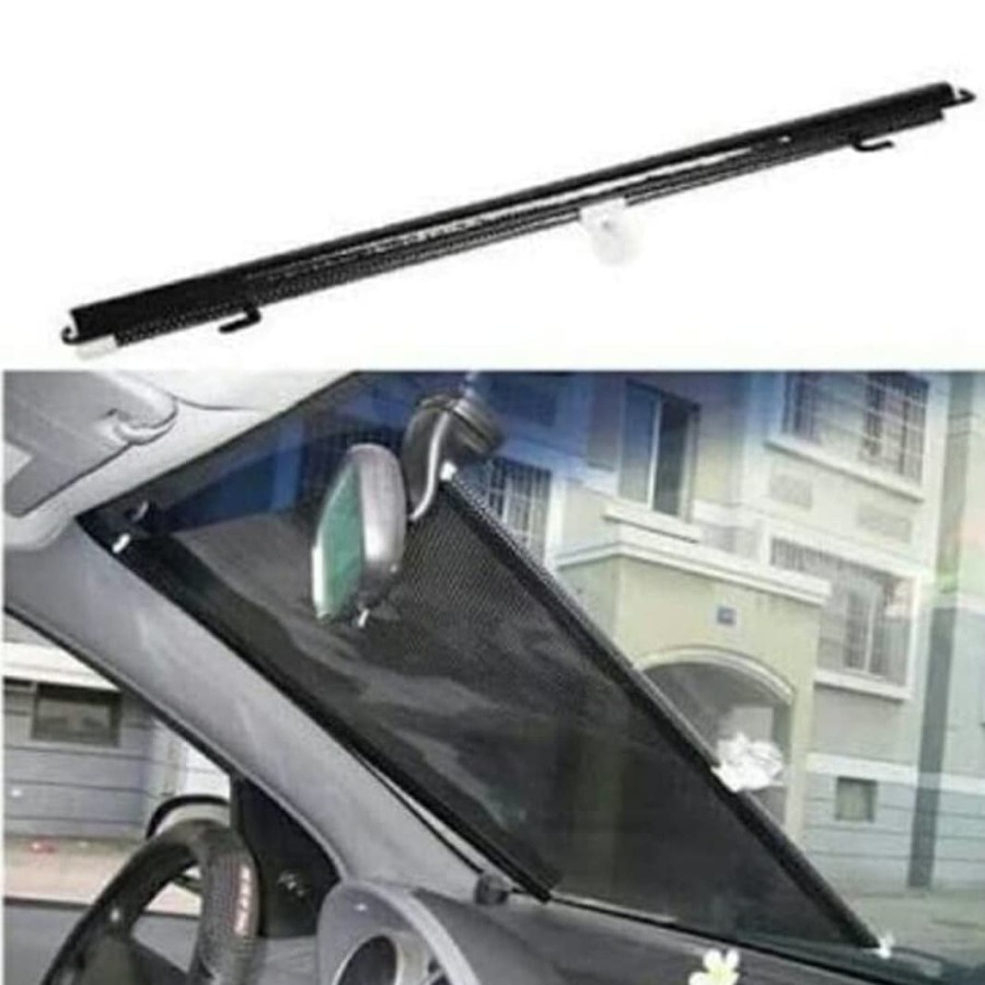 Telescopic Sun Shade Sun hield Tutup Kaca Jendela Depan Mobil 65CM