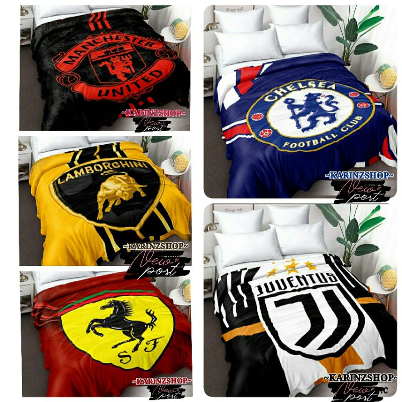 Selimut Internal Uk.160x200 LAMBOR/FRRARI/JUVE FC/CHLSEA FC/MU FC