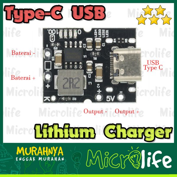 Type-C USB 5V 2A Step-Up Lithium 18650 Battery Charger Module