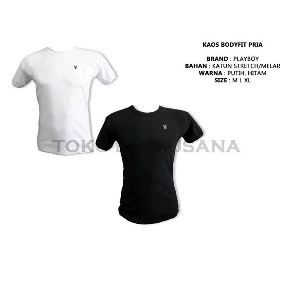 Kaos Oblong Playboy - Kaos Bodyfit Playboy - Kaos Oblong Casual Playboy Putih dan Hitam Limited