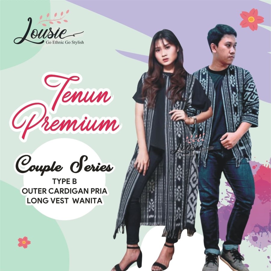 Couple Tenun ikat motif Toraja Hitam Pria Wanita Troso Jepara kebaya NTT Sumba Sumbawa Sarimbit Card