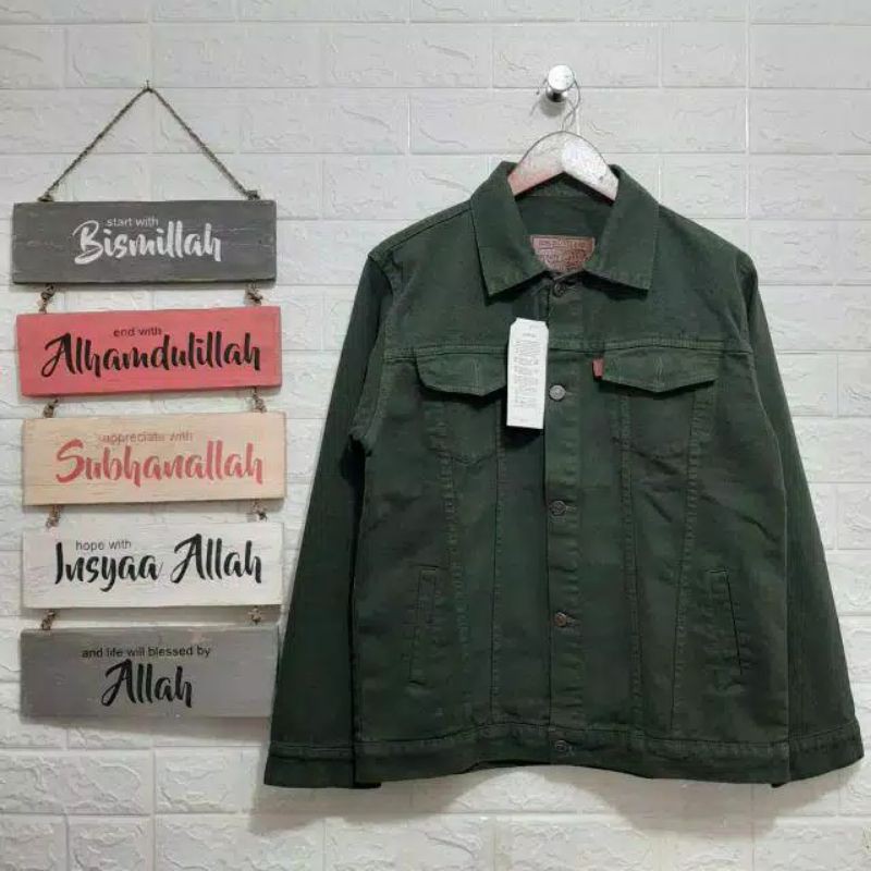 (XL XXL XXXL)JAKET JEANS COWOK BIGSIZE MAROON HIJAU ARMY HITAM