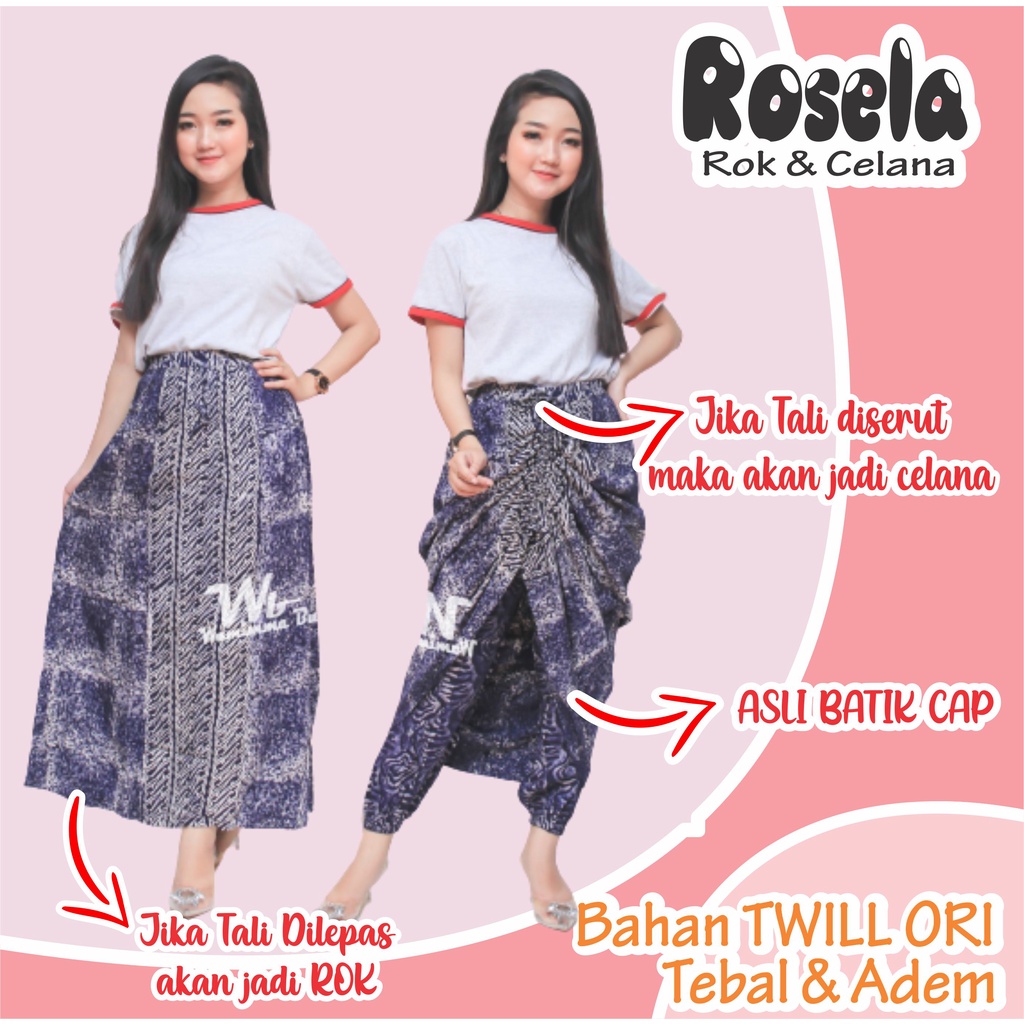 Celana Rok Batik - Bawahan Batik - Celana Batik Wanita - Rok Celana Batik -  Rosela