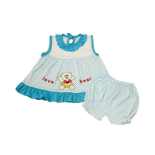 Setelan Baju Bayi Perempuan Love Bear/Baju dan Celana Anak Perempuan