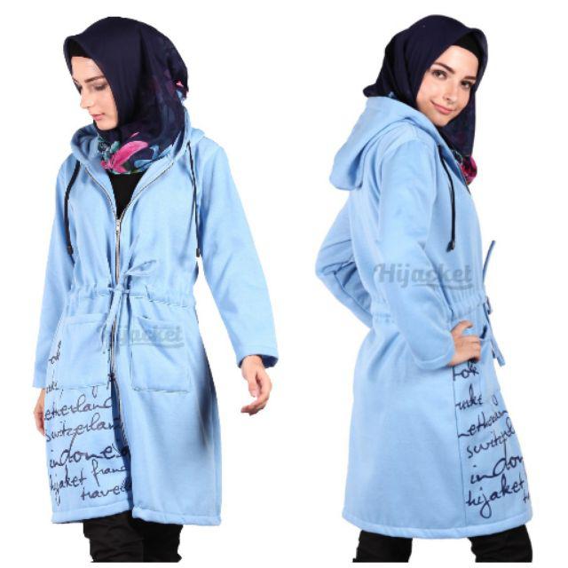 ‼️CUCI GUDANG‼️ Jaket Wanita HIJACKET URBANASHION ORIGINAL XXL hoodie panjang-Sky Blue