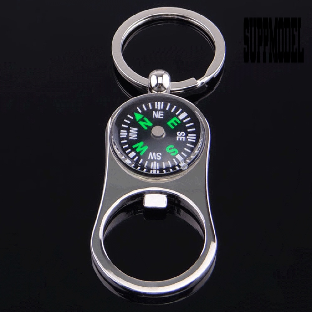 Suppmodel Gantungan Kunci Pembuka Botol / Kompas Mini Portable Bahan Zinc Alloy Untuk Pria