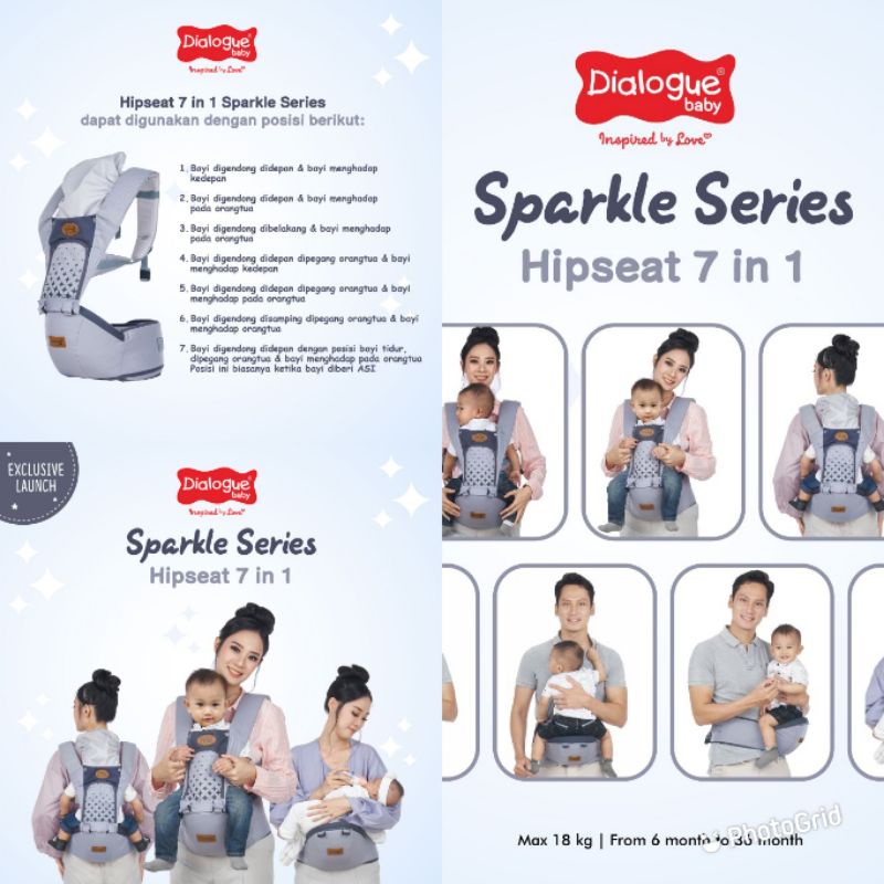 dialogue hip seat 7 in 1 exclusive launch seri glazy/sparkle/champion/leon