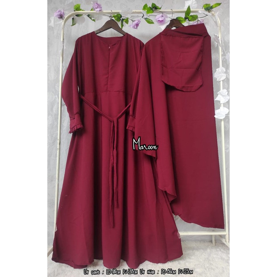 GAMIS SET HIJAB SYAR&quot;I PLUS CADAR POLOS