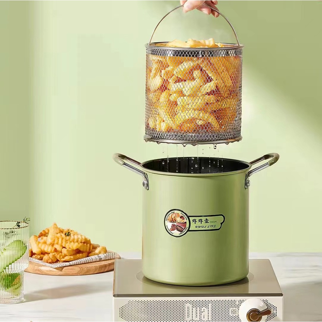 Japanese Style Noodle Pot / Mie Pot Gaya Jepang Penggorengan Anti Lengket dengan Tutup Saringan