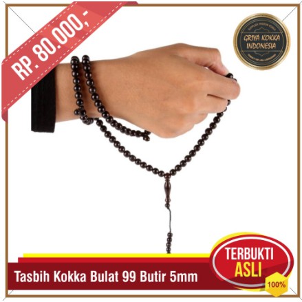 Tasbih Kokka Bulat Kepala Hitam - Kayu Kesehatan - Tasbih Kayu