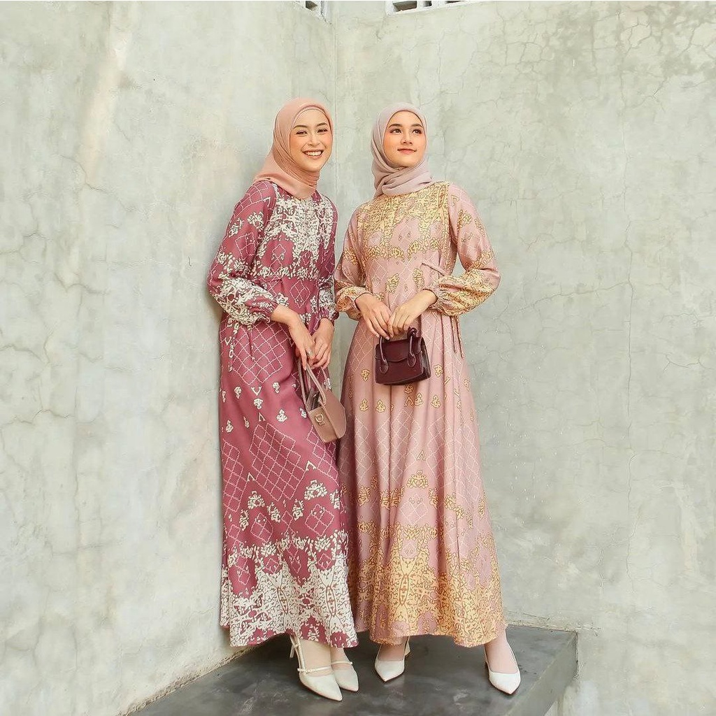 Viona Dress - Gamis Terbaru Maxmara Lux  Premium Dress Wanita Lengan Panjang Maxi Dress Kekinian LD 110 cm