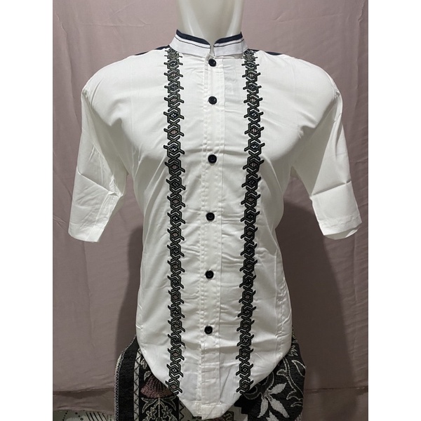 Hamper | baju muslim atasan cowok putih baju koko lengan pendek model terbaru