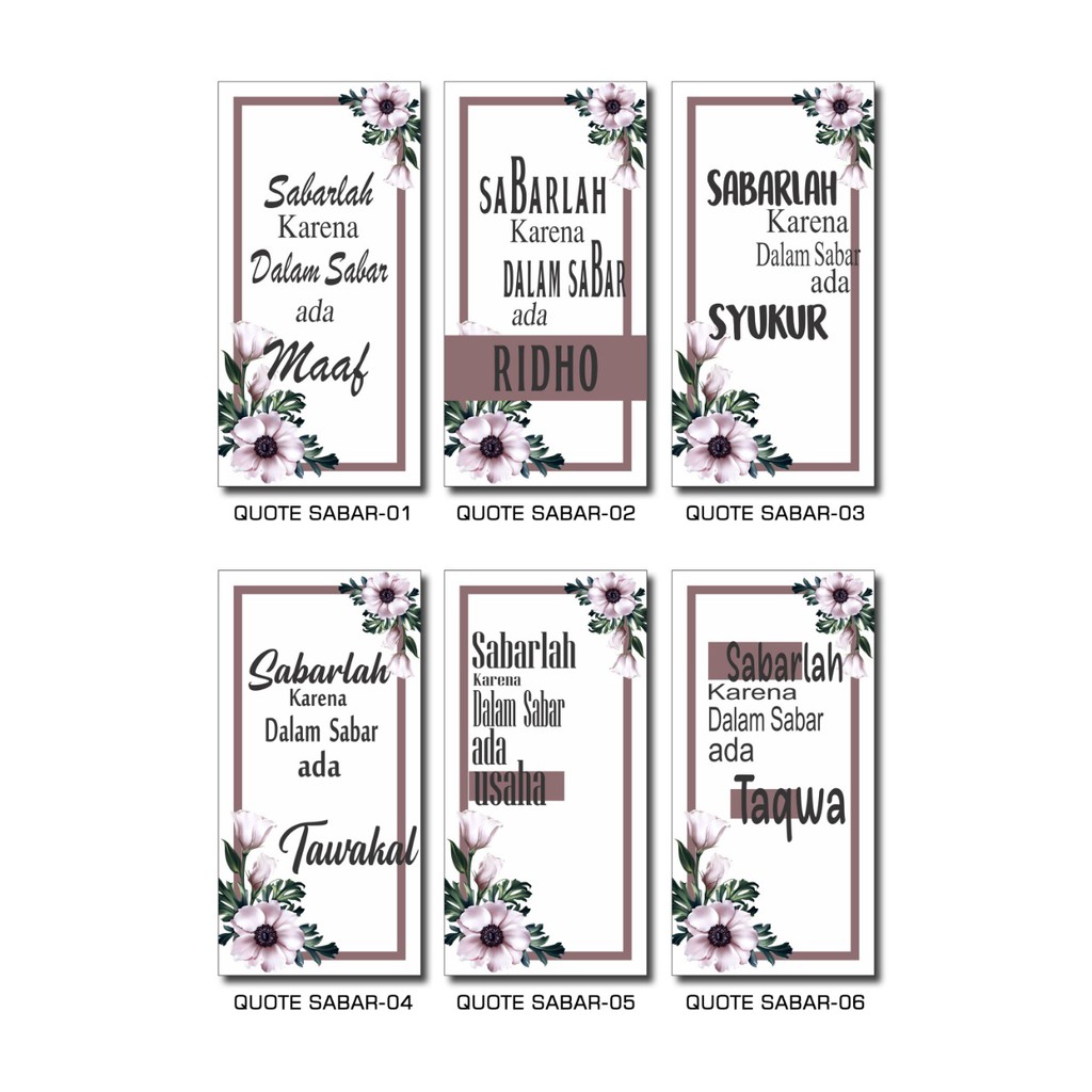 Hiasan Dinding Poster Kayu Pajangan Wall Decor Quote Sabar Flower 20x10 Dekorasi Ruangan Shabbychic