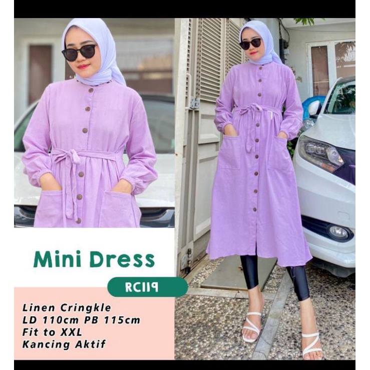 mini dress polos kancing