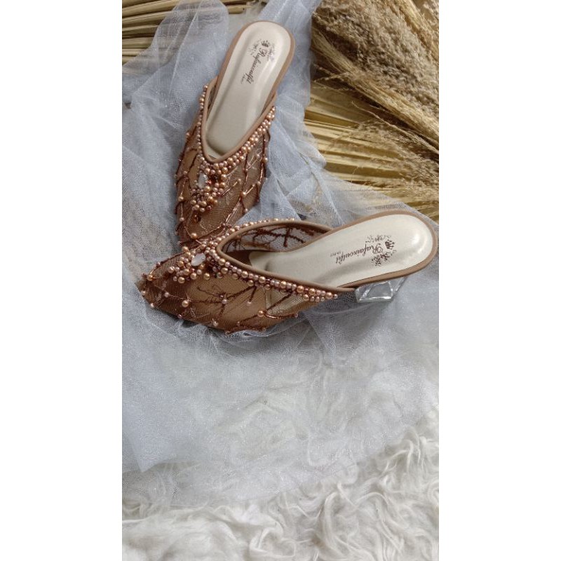 sepatu mocca Yohana hak kaca 7cm sepatu weding cantik