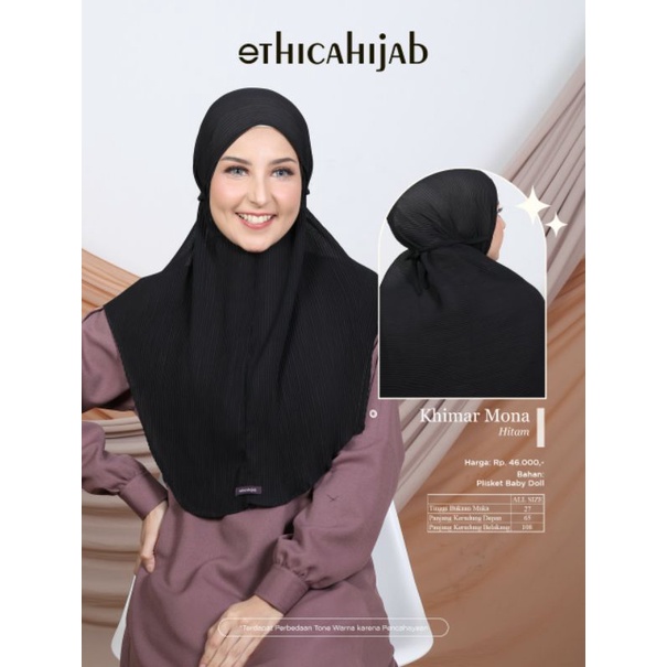 Ethica Hijab Khimar Mona / Jilbab Bergo Plisket Kekinian / Jilbab Terbaru Dan Original