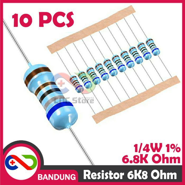 

Jual [CNC] - 10X RESISTOR 6.8K 6800OHM 6K8 1/4W 1% METAL FILM Murah
