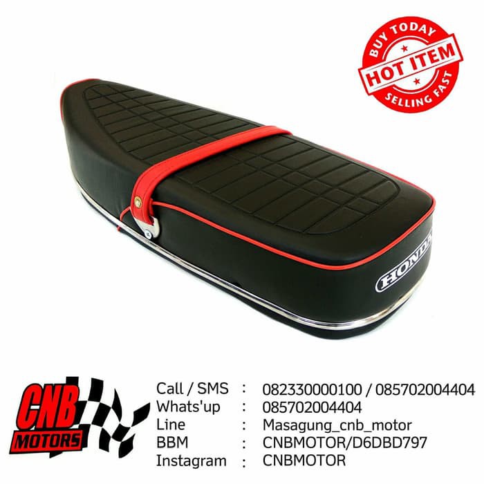 Jok Sadel C70 Standart Tipis Hitam Lis Merah Untuk Rangka C70 002