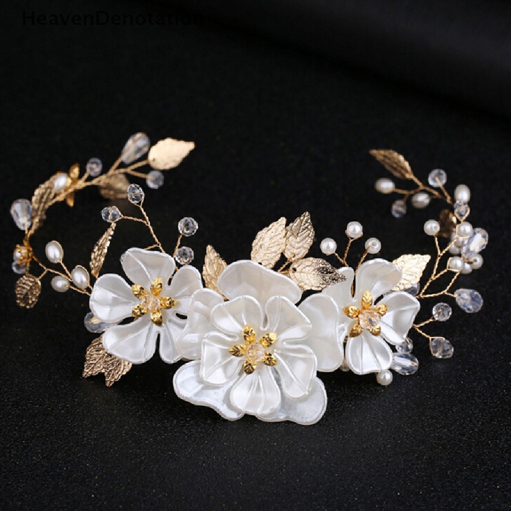 [HeavenDenotation] Women bridal white flower rhinestone pearl hair clip wedding hair accessories