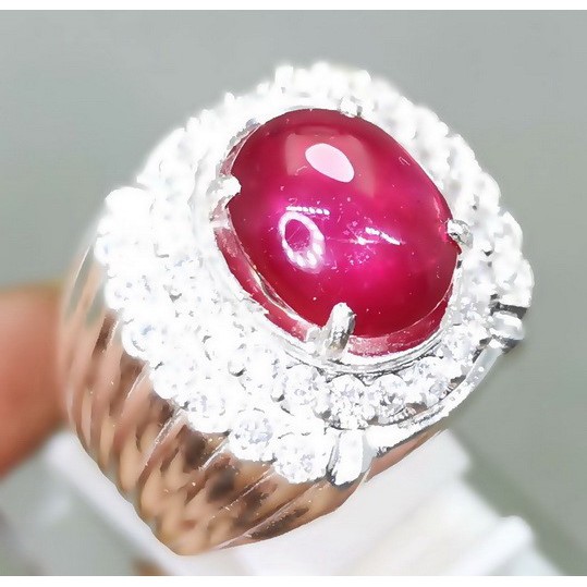 Jual Cincin Batu Ruby Merah Delima Asli Natural Ring Perak Bersertifikat Bayar Cod Shopee