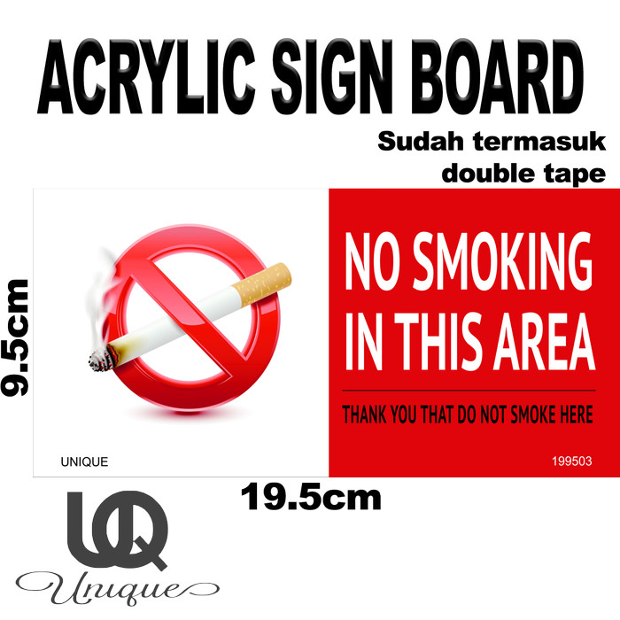 No Smoking Area Akrilik Besar - Sign Board Dilarang Merokok Disini