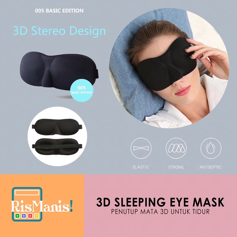 3D SLEEPING EYE MASK - Penutup Mata Bahan Polyester Busa Lembut Nyaman Lentur Tidur Nyenyak Lelap