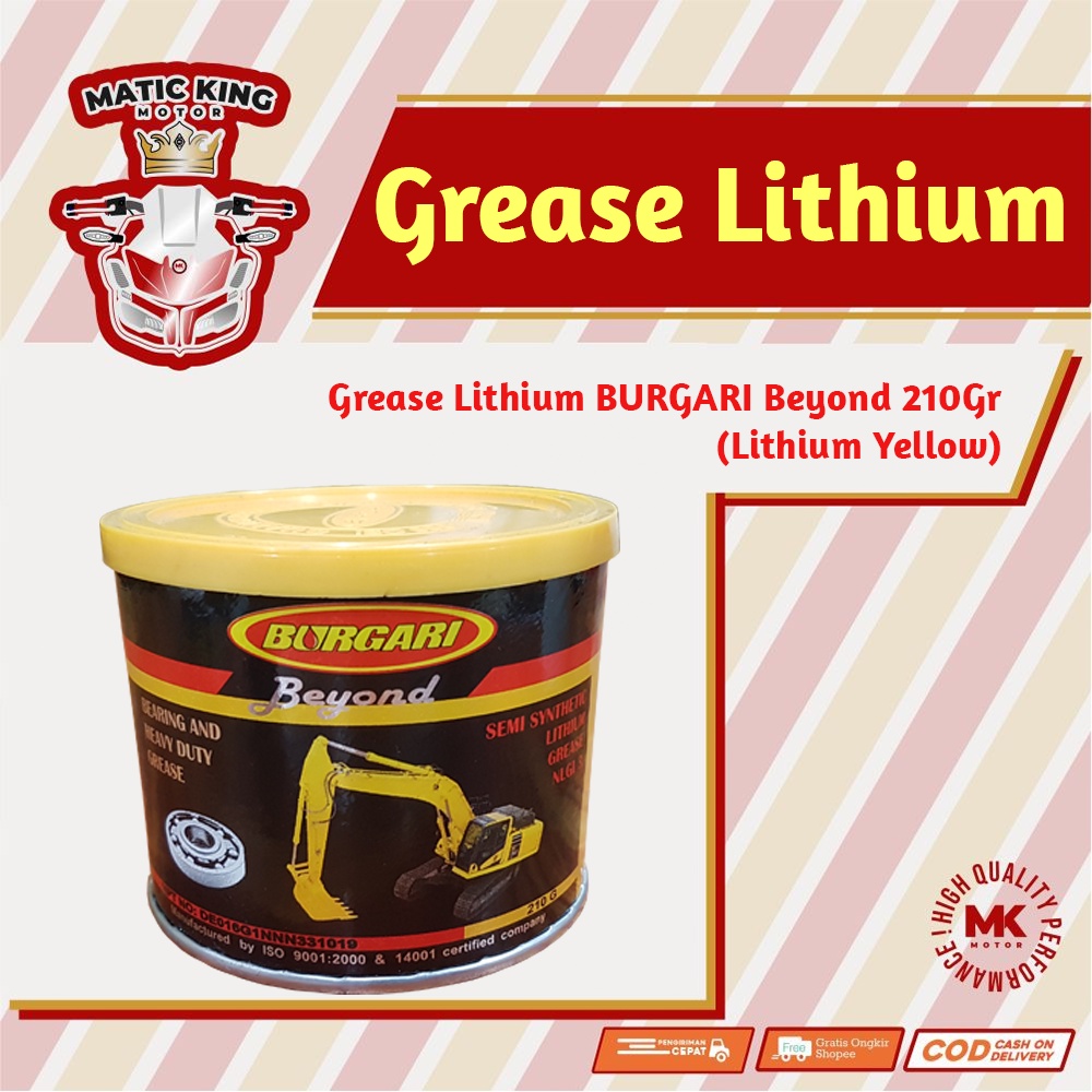 Grease minyak gemuk pelumas lithium yellow BURGARI BEYOND 210gr