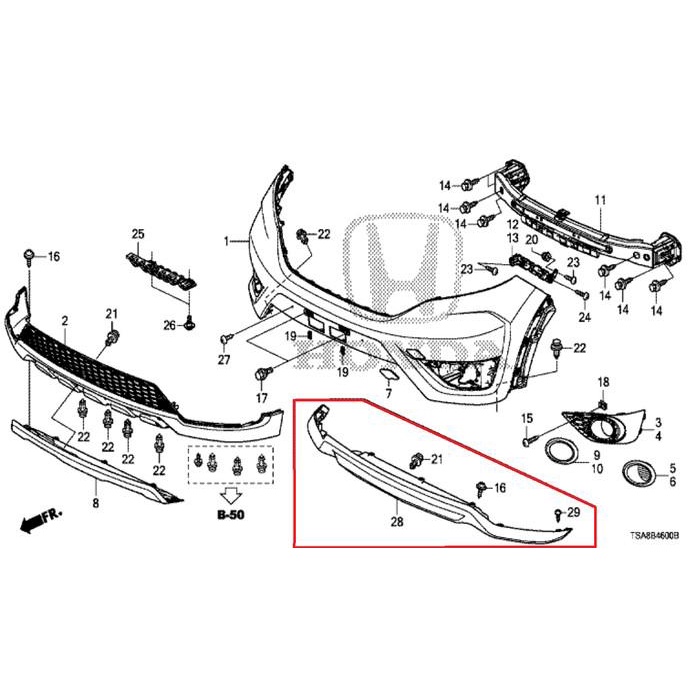 Spoiler Bumper DEPAN SILVER BRV PRESTIGE 2016-2020 Genuine