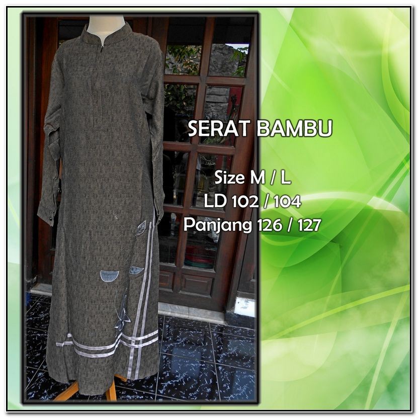 GAMIS CANTIK MOTIF SERAT BAMBU ABU ABU GELAP |GAMIS SYAR'I POLOS |GAMIS MURAH