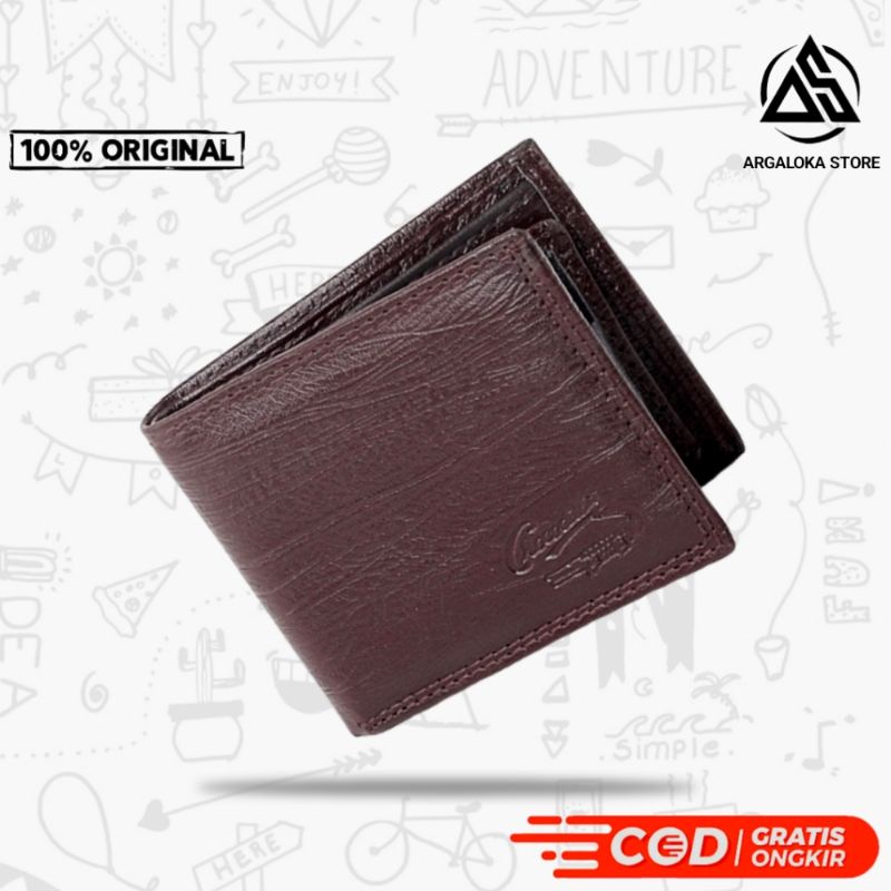 AUTHENTIC Dompet Pria Model Lipat Bahan Kulit Sintetis Asli - Hitam - Coklat Dompet Kartu Terbaik