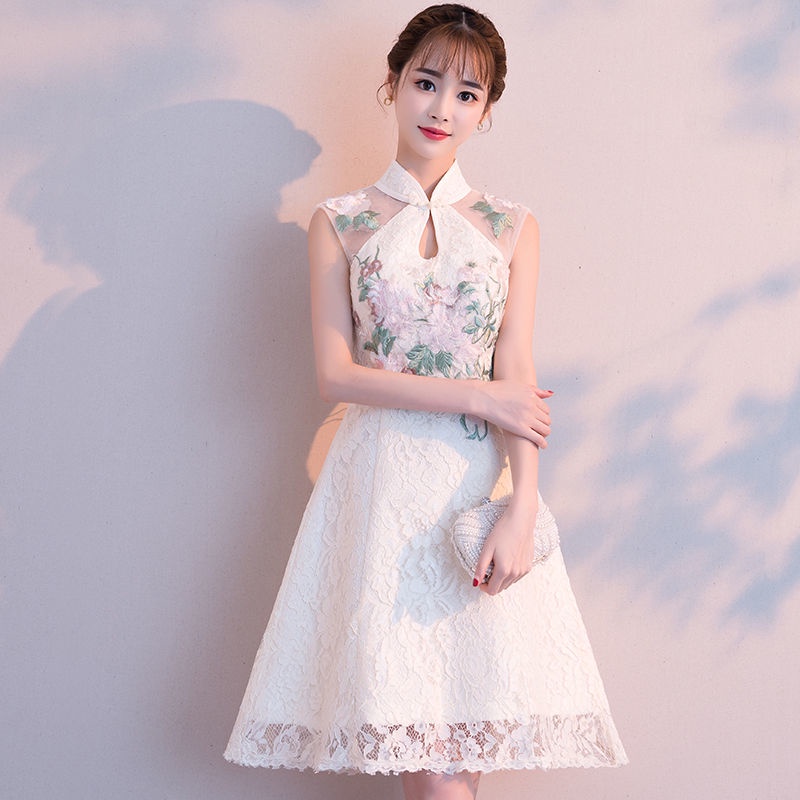 Modified cheongsam 2021 new summer daily student girl graduation dress bridesmaid skirt small fragra