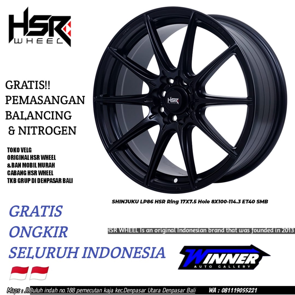 Velg Mobil Avanza Xenia Brio Agya Yaris - HSR WHEEL SHINJUKU R17