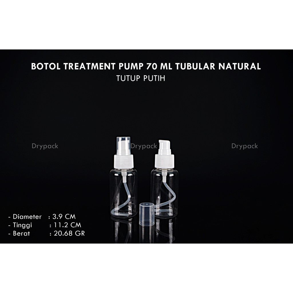 Botol Treatment 70 ml Tubular Natural tutup Putih