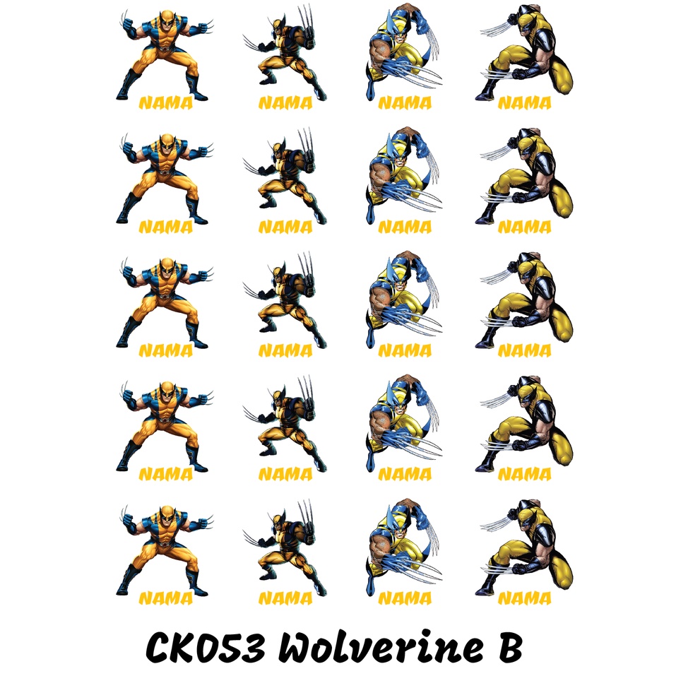 

Sticker Nama Cutting Label Waterproof Tahan Air Wolverine B (CK053)