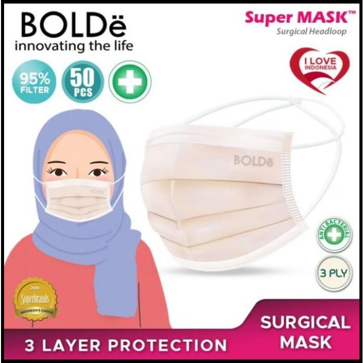 Masker Medis Hijab Bolde - Surgical Headloop Mask Bolde