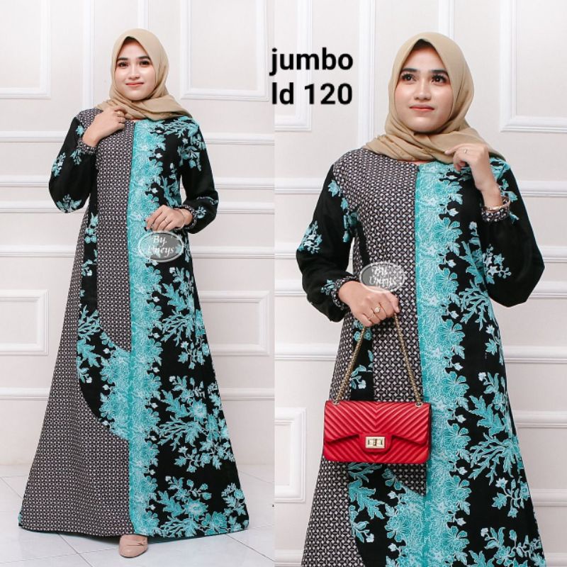 gamis batik modern kombinasi/ gamis batik jumbo
