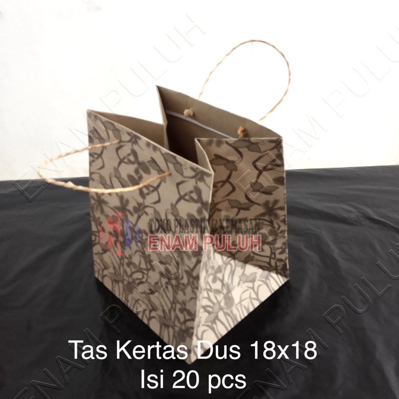 

paperbag paper bag tas kertas dus 18x18 brown kraft coklat isi 20 batik
