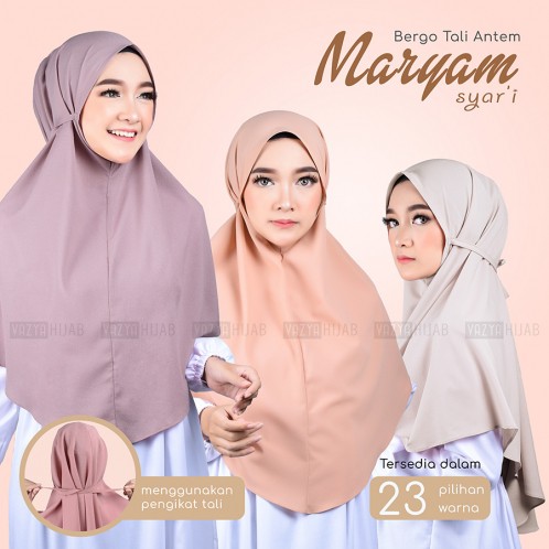 Jilbab Bergo Maryam Diamond Terbaru 2021 Original Ukuran Panjang Syari Tali Belakang Anti Ribet Mura