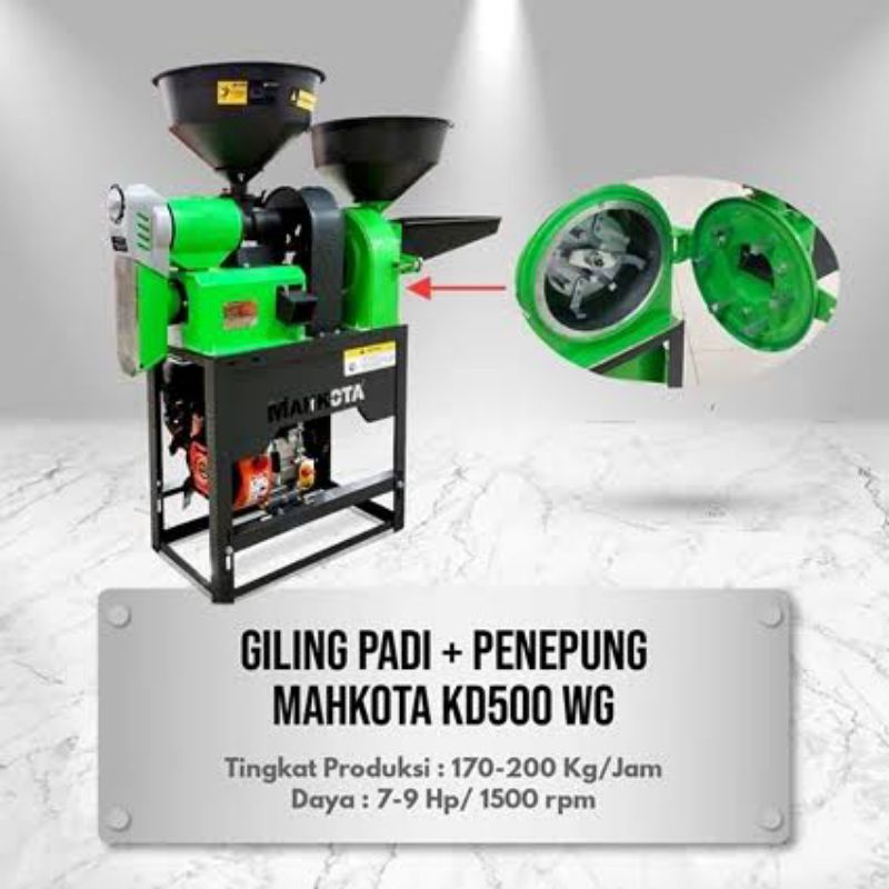 Mesin Selep Padi Giling Tepung Mahkota KD500WG Pakai Engine KD 500 WG - Unit Saja