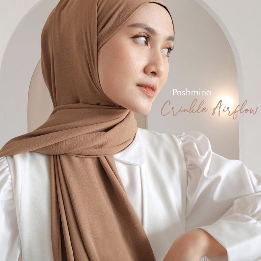 Hijab Pashmina Crinkle Airflow + Free Pouch/Ziplock Hijab
