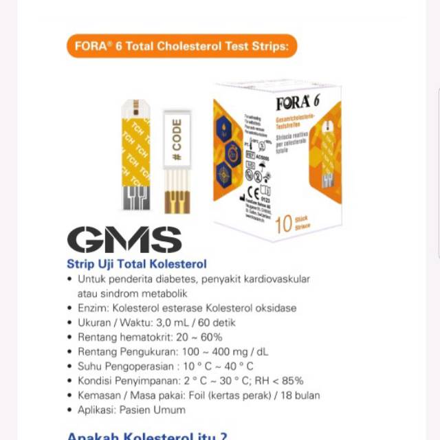 Strip Cholesterol Fora 6 Plus Isi 10 Strip