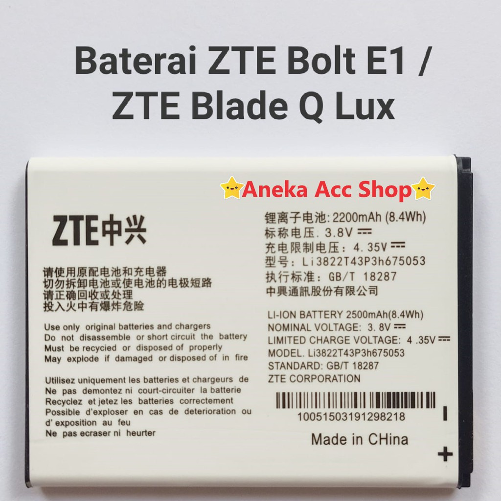 Baterai Battery Original Zte Bolt E1 Zte Blade Q Lux Batre
