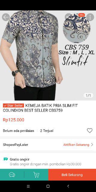 Kemeja Batik Pria Slim Fit Colindion Best Seller Cbs759