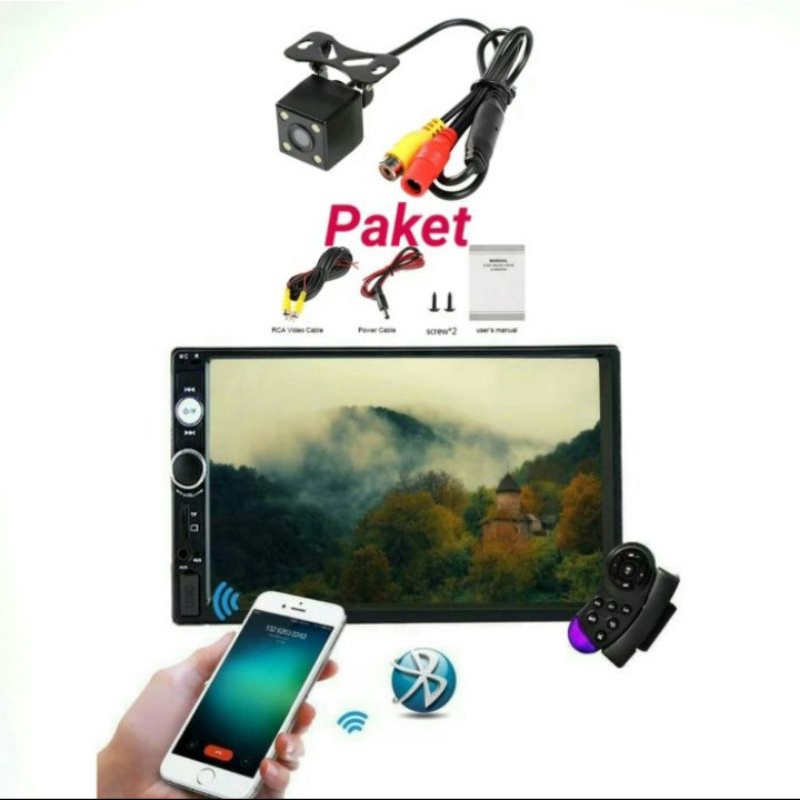 Head Unit Double Din LED Mobil  SIGRA with Mirror Link Android Dan CAMERA MUNDUR UNIVERSAL