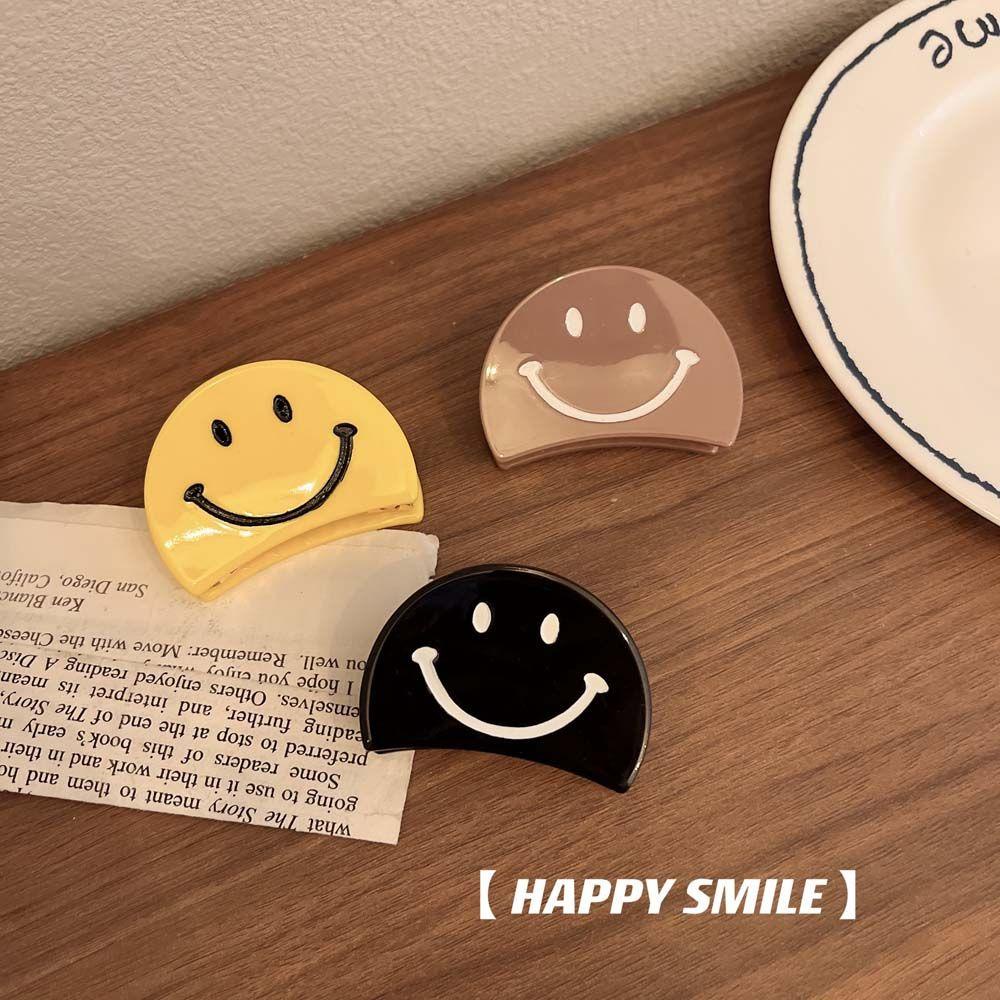 Agustinina Smiley Jepit Rambut Gadis Wanita Perempuan Lucu Indah Fashion Smiley Warna Solid Smile Face Claw Clip Jepit Hiasan Rambut