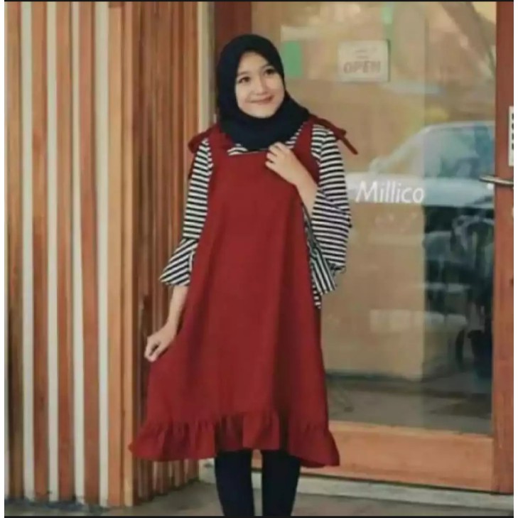 Tesha Overall / Overall Tunik / Overall Terbaru / Termurah / Kekinian / Tunik /NO INNER