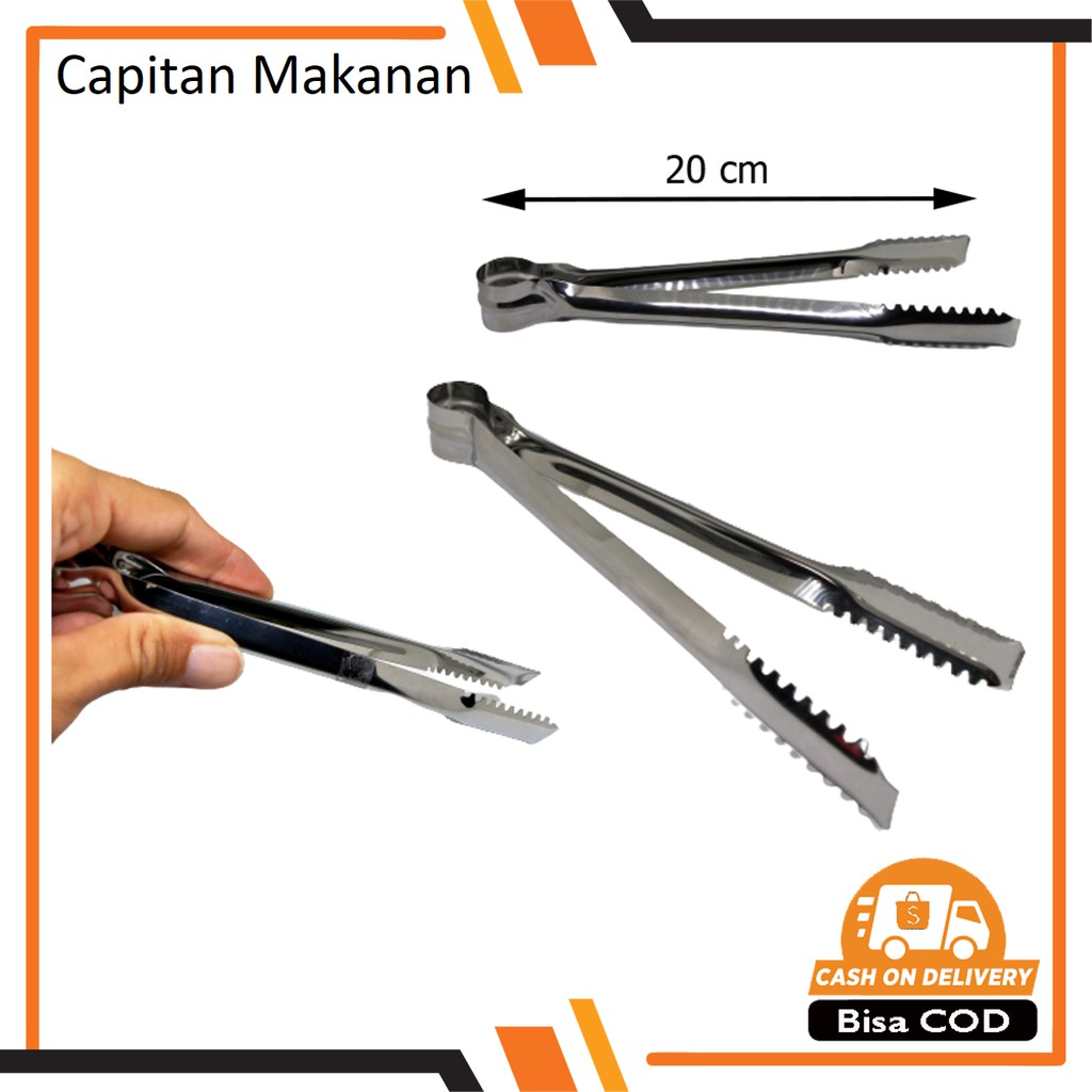 Capitan Gorengan BBQ Kue Roti Stainless Steel Model Buaya 20cm / Capit Masak Goreng Makanan Stenlis