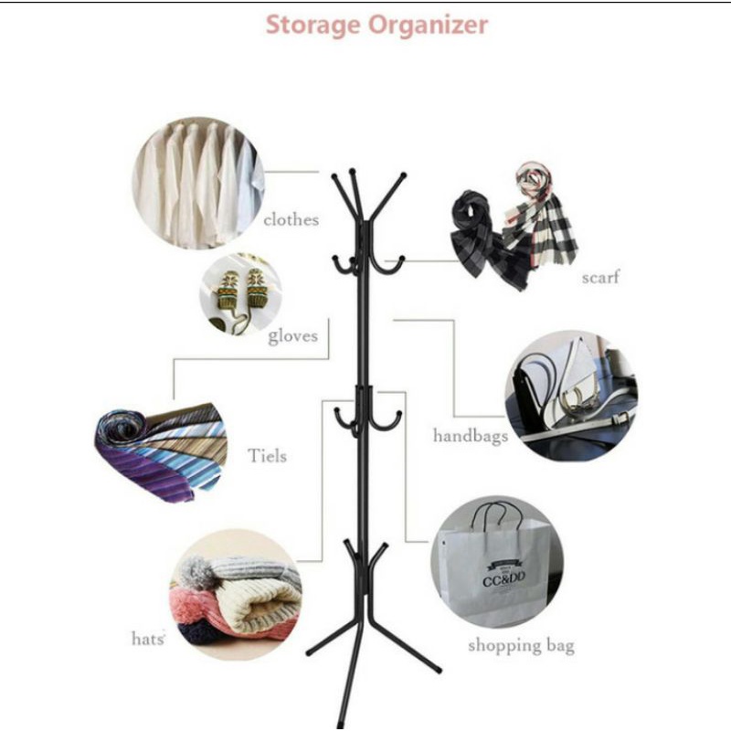 PRODUK NEW MURAH Stand Hanger COATRACK Gantungan Jaket/Baju,Topi Stand / Stand Hanger 9 Hook / Gantungan Baju Serbaguna / Gantungan Baju cooth rack hanger cantolan Baju,topi,tas multifungsi serbaguna