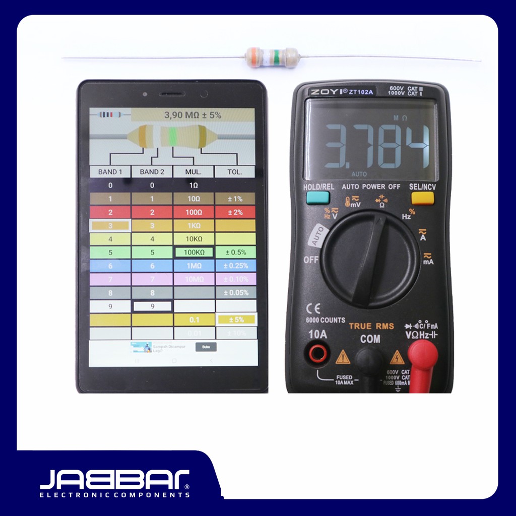 RESISTOR 3M9 OHM 1/4W 5% DIP (3,90M OHM) - COKLAT - 10PCS